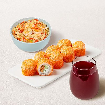 Заказать Бизнес-ланч Азиатский M с морсом из черной смородины, Суши WOK - Витебск