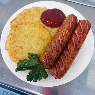Заказать Драники с сосисками, КартофАня