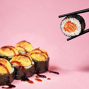 Запеченный мини ролл с лососем, FUJI ROLL