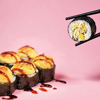 Заказать Запеченный мини ролл с мидиями, FUJI ROLL