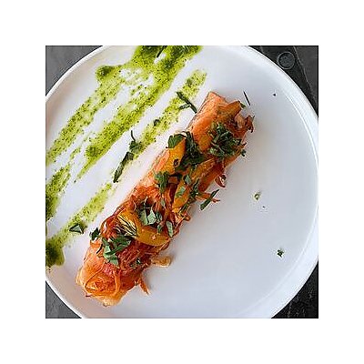 Заказать Стейк из лосося с перечно-цитрусовым соусом и овощами гриль, Гусси Гусси