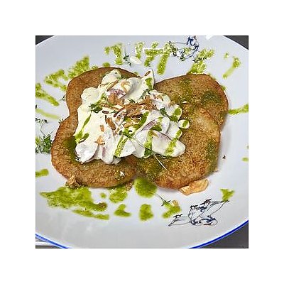 Заказать Драники с соусом и колбасками, Гусси Гусси