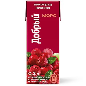 Морс Добрый виноград-клюква 0.2л, Веселый Самурай