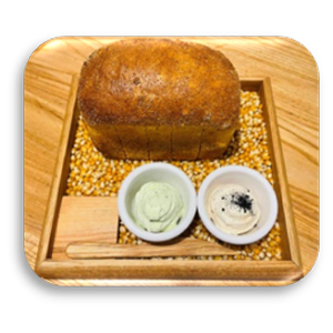 Кукурузный хлеб с мягким маслом северной креветки и чеснока с базиликом, Друзья