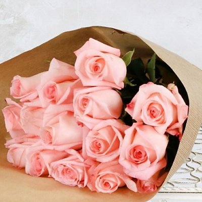 Заказать Букет 15 розовых роз HOT, ANIROSES