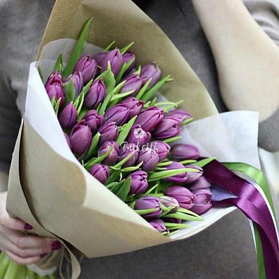 Заказать 31 яркий-фиолетовый тюльпан, Buketti
