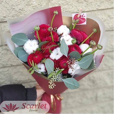 Заказать Букет из красных ранункулюсов, Scarlet Flower