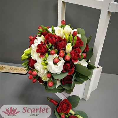 Заказать Букет невесты красно-белый, Scarlet Flower