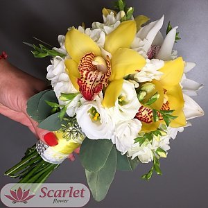 Букет невесты с орхидеей, Scarlet Flower