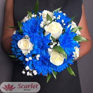 Букет невесты в синих тонах, Scarlet Flower