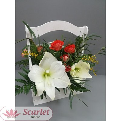 Заказать Деревянный мастерок с амариллисом, Scarlet Flower