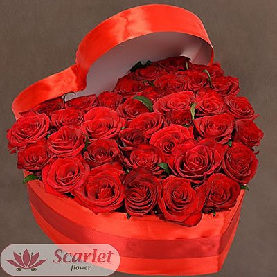 Заказать Коробка с 35 розами Для тебя, Scarlet Flower