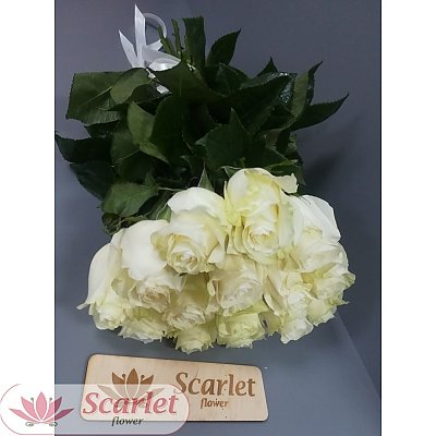 Заказать Букет 15 белых роз с атласной лентой, Scarlet Flower