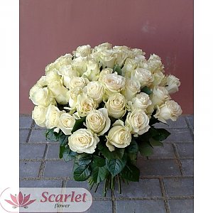 Букет 51 белая роза, Scarlet Flower