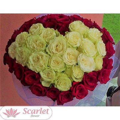 Заказать Букет 51 роза в форме сердца, Scarlet Flower