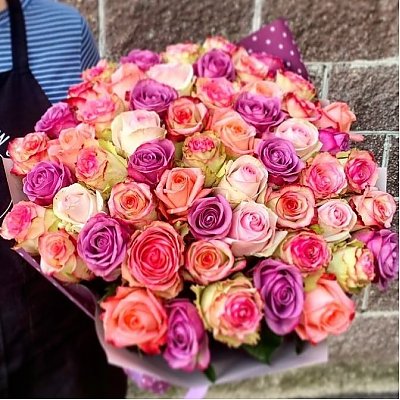 Заказать Букет из 55 цветных роз, Lotus Flower