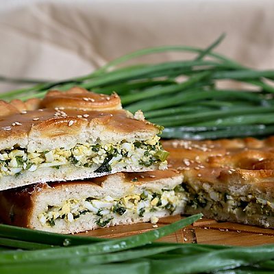 Заказать Пирог с курицей, яйцом и зеленым луком (1300г), Сдоба.бай