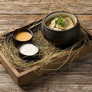 Пельмени с олениной в деревенском горшочке со сметаной, Литвины - Минск