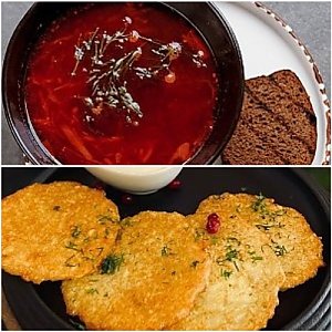 Сет Драники со сметаной + Борщ, Каролин