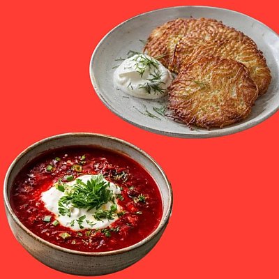 Заказать Сет Драники со сметаной + Борщ, Каролин