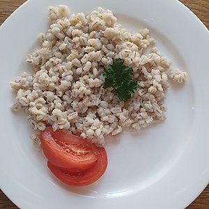 Каша перловая с овощным гарниром, Кафе Паланэз