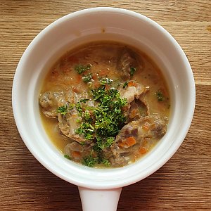 Куриные потрошки жареные с овощами, Кафе Паланэз