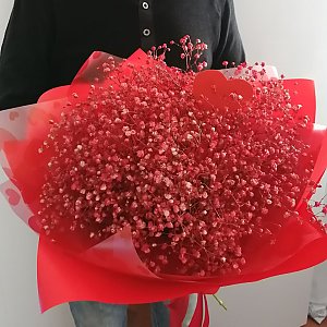 Букет красной гипсофилы с валентинкой, ROZMARI