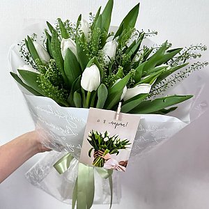Букет 15 тюльпанов с тласпи, ROZMARI