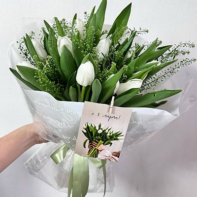 Заказать Букет 15 тюльпанов с тласпи, ROZMARI