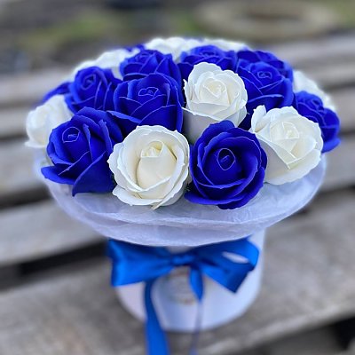 Заказать Композиция с синими розами №2, FRESH FLOWERS