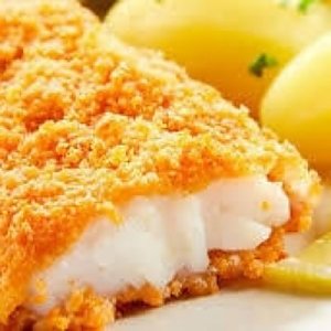 Филе палтуса в сырном кляре, картофель отварной с маслом, салат из квашенной капусты, Кафе Трактир