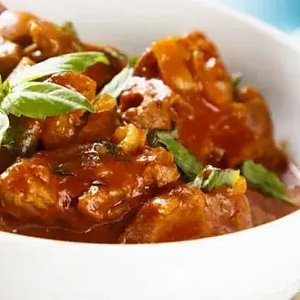 Поджарка из свинины с луком, пюре картофельное с маслом, Кафе Трактир