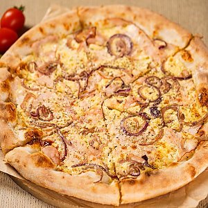Семейная пицца Карбонара неаполитанская (без лука), PaPi