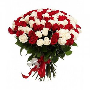 Букет из 101 бело-красной розы, Ромашка