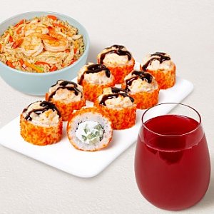 Бизнес-ланч Азиатский M с клюквенным морсом, Суши WOK - Поставы