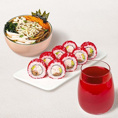Заказать Бизнес-ланч Стандарт M с клюквенным морсом, Суши WOK - Поставы