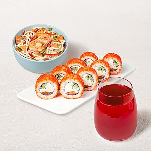 Бизнес-ланч Морской M с клюквенным морсом, Суши WOK - Поставы