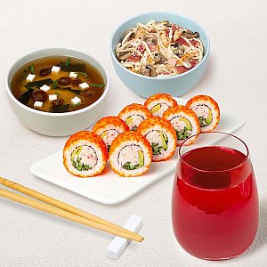 Бизнес-ланч Сытный L с клюквенным морсом, Суши WOK - Поставы