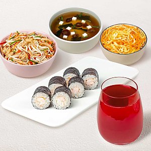 Бизнес-ланч XL с клюквенным морсом, Суши WOK - Поставы