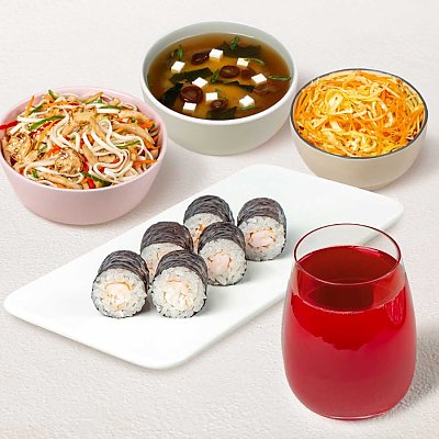 Заказать Бизнес-ланч XL с клюквенным морсом, Суши WOK - Поставы