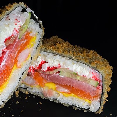 Заказать Бургер морское трио темпура #5, SUSHI WHITE NOISE