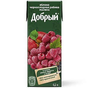 Нектар из яблок, рябины и малины Добрый 0.2л, Пончесса