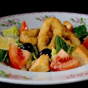 Салат Цезарь с жареными кальмарами, ФаСоль