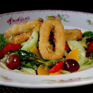 Салат Зеленый с жареными кальмарами, ФаСоль