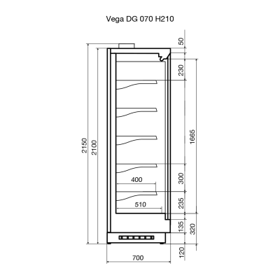 Витрина пристенная Dazzl Vega DG 070 H210 190 на сайте Белторгхолод