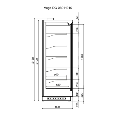 Витрина пристенная Dazzl Vega DG 080 H210 375 на сайте Белторгхолод