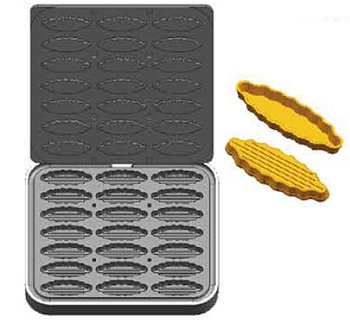  Форма Kocateq DH Tartmatic Plate 97 для 21 овальных тарталеток длиной 103 мм на сайте Белторгхолод