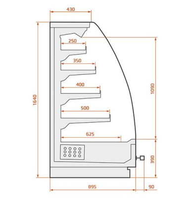 Витрина пристенная ES SYSTEM K RCA Aries 03 2,5 на сайте Белторгхолод