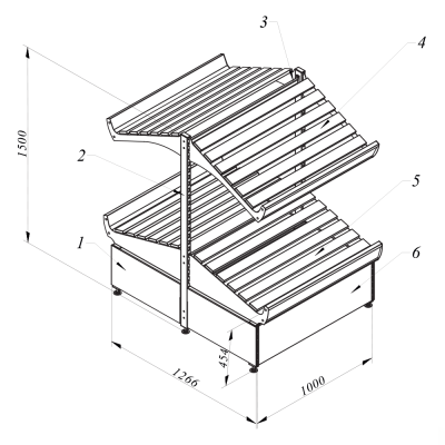 Стеллаж двусторонний для овощей и фруктов Stahler Garden L=1000 H=1500 G=1266 (сборный) на сайте Белторгхолод