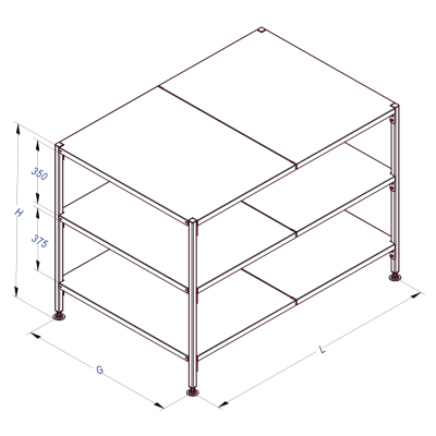 Овощной стол с полками Stahler Garden H=850 L=1200 G=800 (N-AA 07128085) на сайте Белторгхолод